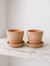 Indlæs billede til gallerivisning Mini terrakotta potte m/ underskål.