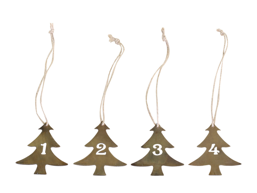 Juletræ med adventstal - antique messing