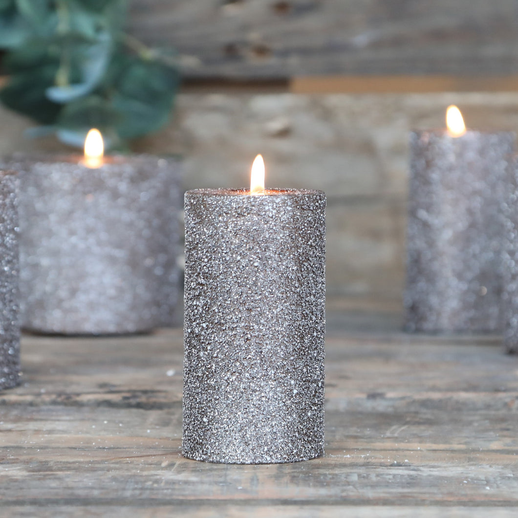 Rustik bloklys med glimmer - Mocca