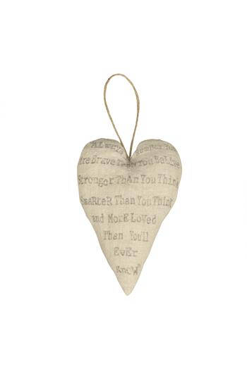 Stofhjerte med print - 15 cm